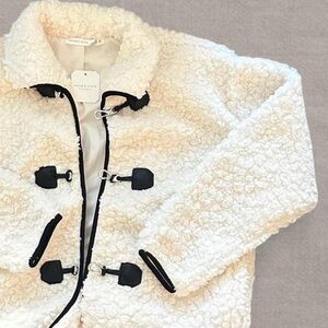 Altar'd State Cream and Black Teddy Jacket with Plush Fleece